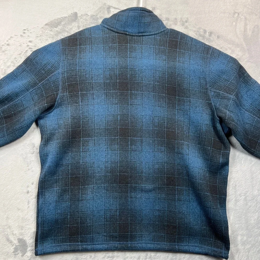 The North Face Fleece Pullover Mens XXL Blue Plaid Quarter Zip Sweater Jacket